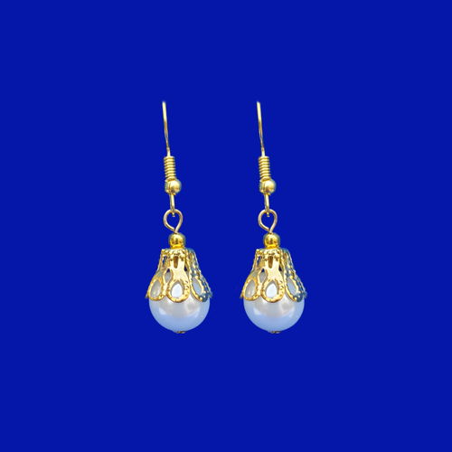 Pearl Earrings - Drop Earrings - Earrings, pearl drop earrings, gold and white