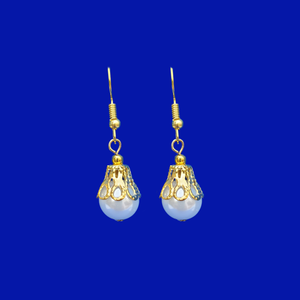 Pearl Earrings - Drop Earrings - Earrings, pearl drop earrings, gold and white