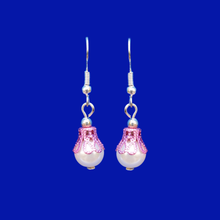 Load image into Gallery viewer, Pearl Earrings - Drop Earrings - Earrings, pearl drop earrings, pink and white
