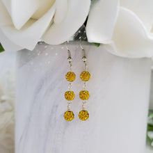 Load image into Gallery viewer, Handmade pave crystal rhinestone drop earrings - citrine (yellow) or custom color - Crystal Earrings - Earrings - Drop Earrings