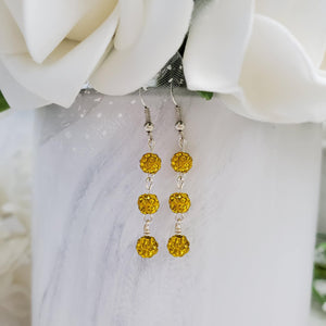 Handmade pave crystal rhinestone drop earrings - citrine (yellow) or custom color - Crystal Earrings - Earrings - Drop Earrings