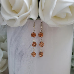 Handmade pave crystal rhinestone drop earrings - champagne or custom color - Crystal Earrings - Earrings - Drop Earrings