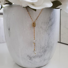Load image into Gallery viewer, handmade crystal y or drop necklace, silver clear or custom color - Drop Necklace - Necklaces - Pendant Necklace