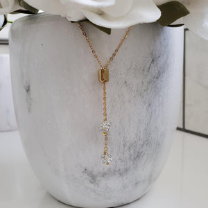 handmade crystal y or drop necklace, silver clear or custom color - Drop Necklace - Necklaces - Pendant Necklace