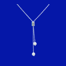 Load image into Gallery viewer, Drop Necklace - Necklaces - Pendant Necklace - handmade crystal y or drop necklace, silver clear or custom color