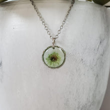 Load image into Gallery viewer, Handmade tiny flower dangle necklace. Green or custom color - Tiny Flower Necklace - Flower Necklace - Necklaces