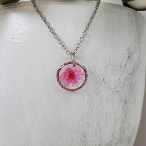 Handmade tiny flower dangle necklace. Pink or custom color - Tiny Flower Necklace - Flower Necklace - Necklaces