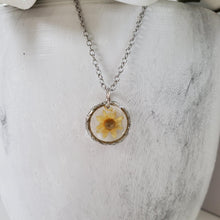 Load image into Gallery viewer, Handmade tiny flower dangle necklace. Light orange or custom color - Tiny Flower Necklace - Flower Necklace - Necklaces