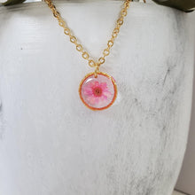 Load image into Gallery viewer, Handmade real tiny pressed flowers preserved in resin. pink or custom color. - Mini Floral Necklace - Flower Necklace - Necklaces