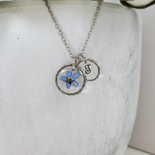Load image into Gallery viewer, Handmade monogram forget me not drop necklace. Gold or silver - Forget Me Not Necklace - Initial Necklace - Necklaces