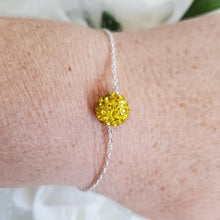 Load image into Gallery viewer, Handmade floating crystal bracelet accompanied by a pair of multi-strand drop earrings, citrine (yellow) or custom color - Bridal Sets - Bracelet Sets - Earring Sets