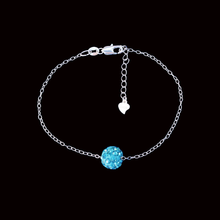 Load image into Gallery viewer, handmade floating crystal bracelet, aquamarine blue or custom color
