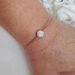 Handmade pave crystal floating bracelet, silver or gold - Jewelry Sets - Bridesmaid Gifts - Necklace Set