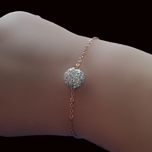 bracelets, handmade floating crystal bracelet, silver clear and rose gold
