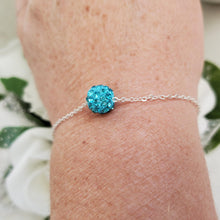Load image into Gallery viewer, handmade floating crystal bracelet - Aquamarine blue or custom color - Floating Bracelet - Crystal Bracelet - Bracelets