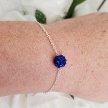 Load image into Gallery viewer, Handmade floating crystal bracelet accompanied by a pair of multi-strand drop earrings, capri blue or custom color - Bridal Sets - Bracelet Sets - Earring Sets