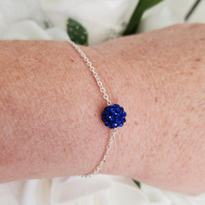 Handmade floating crystal bracelet accompanied by a pair of multi-strand drop earrings, capri blue or custom color - Bridal Sets - Bracelet Sets - Earring Sets