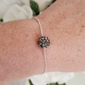 Handmade floating crystal bracelet accompanied by a pair of multi-strand drop earrings, black diamond or custom color - Bridal Sets - Bracelet Sets - Earring Sets
