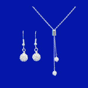 handmade crystal drop necklace accompanied by a pair of earrings