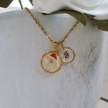 Load image into Gallery viewer, Handmade monogram Christmas teddy bear drop necklace - gold or silver- Monogram Teddy Bear Necklace-Winter Jewelry-Necklaces