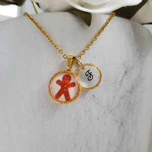 Handmade monogram gingerbread man pendant necklace. Gold or silver - Monogram Gingerbread Man Necklace - Necklaces