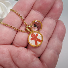 Load image into Gallery viewer, Handmade monogram gingerbread man pendant necklace. - Monogram Gingerbread Man Necklace - gold or silver - Necklaces