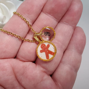 Handmade monogram gingerbread man pendant necklace. - Monogram Gingerbread Man Necklace - gold or silver - Necklaces