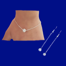 Load image into Gallery viewer, Gifts For Bridesmaids - Bracelet Sets - A handmade floating crystal bracelet accompanied by a pair of drop earrings. silver clear or custom color
