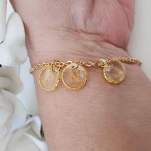 Load image into Gallery viewer, Handmade transparent gold glitter initial or name gold bracelet. - Bracelets - Name Bracelet - Initial Bracelet