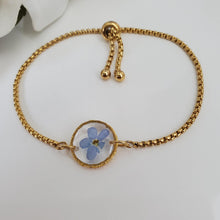 Load image into Gallery viewer, Handmade 18k forget me not bracelet. rhodium or gold. - Forget Me Not Bracelet - Flower Bracelet - Bracelets