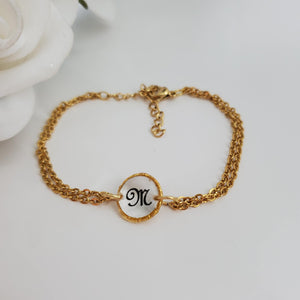 Handmade monogram disc charm bracelet - gold or rhodium plated - Letter Bracelet - Initial Bracelet - Bracelets