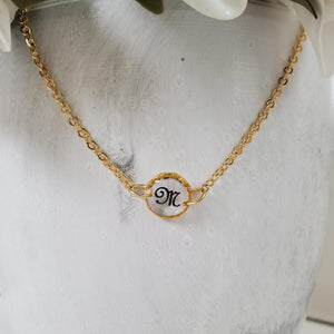 Handmade transparent initial disc necklace. Gold or rhodium plated. - Initial Necklace - Necklaces - Monogram Necklace