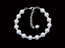Load image into Gallery viewer, handmade silver accented pearl bracelet