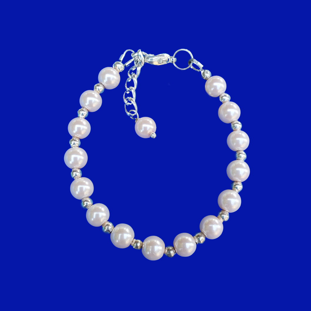 handmade silver accented pearl bracelet
