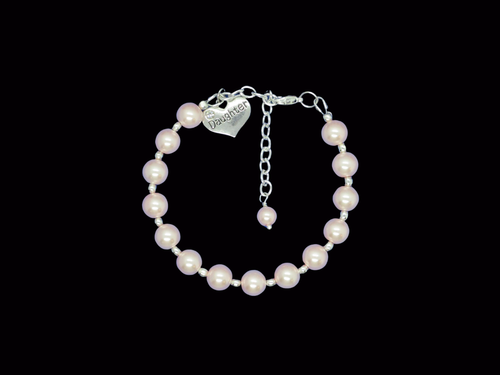 Birthday Gift Ideas Daughter - Daughter Gift - daughter silver accented pearl charm bracelet