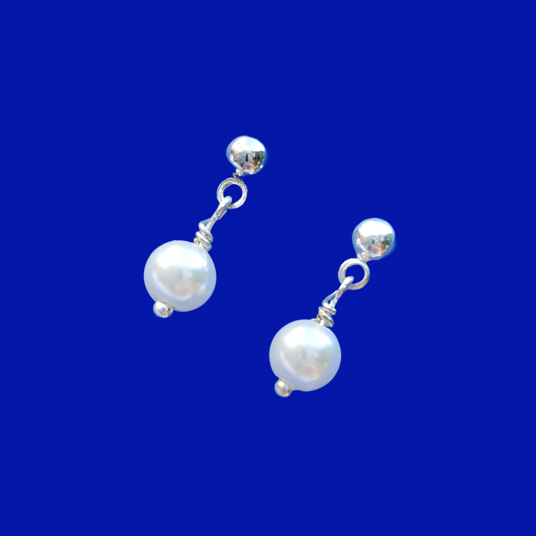 handmade pearl stud earrings, white or custom color