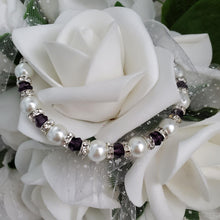 Load image into Gallery viewer, Handmade pearl and crystal bracelet - purple or custom color - Pearl Bracelet - Bridal Gifts - Bracelets