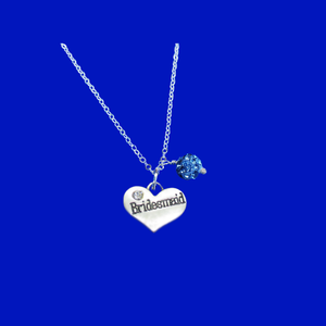 Bridesmaid Necklace-Bridesmaid Gift-Bridesmaid Jewelry, bridesmaid crystal drop necklace, blue or custom color