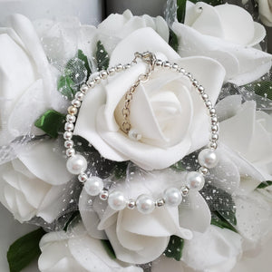 Handmade silver accented pearl bracelet - white or custom color - Pearl Bracelet - Bracelets - Silver Accented Bracelet
