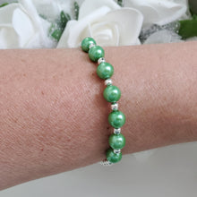 Load image into Gallery viewer, Handmade silver accented pearl bracelet - green or custom color - Pearl Bracelet - Bracelets - Silver Accented Bracelet