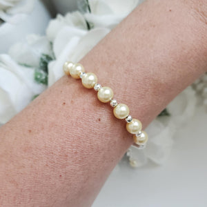 Handmade silver accented pearl bracelet - champagne or custom color - Pearl Bracelet - Bracelets - Silver Accented Bracelet