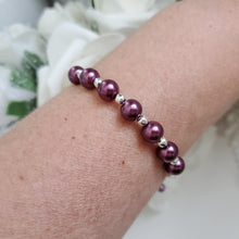 Load image into Gallery viewer, Handmade silver accented pearl bracelet - burgundy red or custom color - Pearl Bracelet - Bracelets - Silver Accented Bracelet