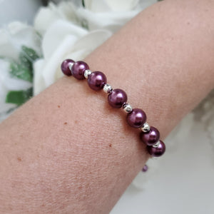 Handmade silver accented pearl bracelet - burgundy red or custom color - Pearl Bracelet - Bracelets - Silver Accented Bracelet