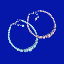 Load image into Gallery viewer, handmade pearl and crystal bracelet, custom color - Bracelets - Pearl Bracelet - Bridal Gift Ideas