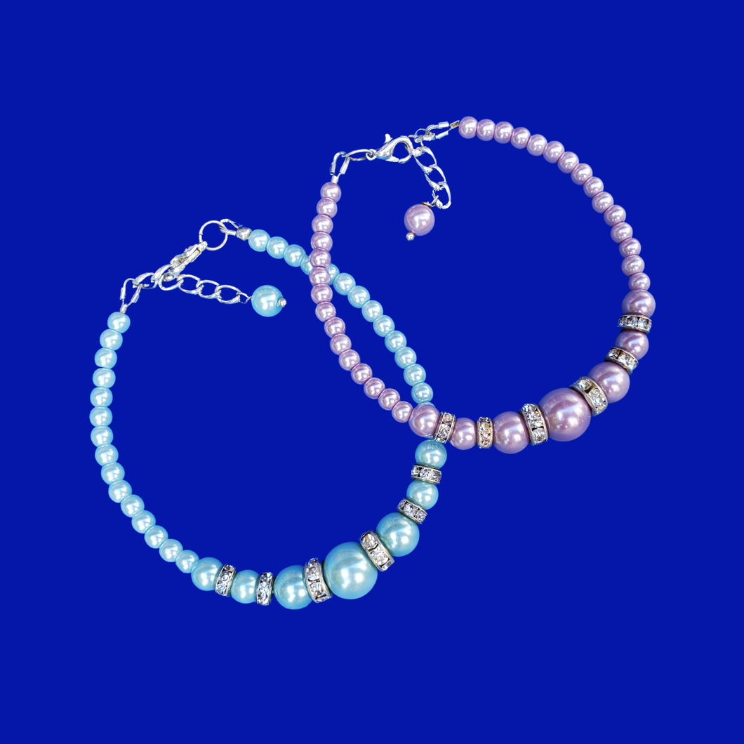 handmade pearl and crystal bracelet, custom color - Bracelets - Pearl Bracelet - Bridal Gift Ideas