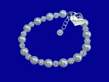 Load image into Gallery viewer, Handmade sister pearl crystal charm bracelet, Ivory or custom color - Big Sister Present - Big Sister Gift - Sister Gift