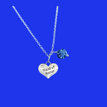 Load image into Gallery viewer, handmade maid of honor crystal charm necklace