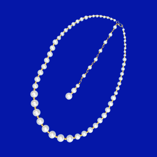 Pearl Necklace - Necklaces - Bridal Gifts - Bridesmaid Gift - Gold / Silver Accented Pearl Necklace with a 6 inch Backdrop, white and gold or custom color