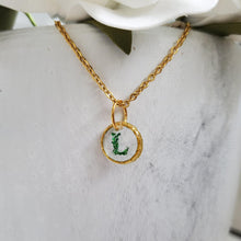 Load image into Gallery viewer, Handmade glitter monogram drop necklace - green or custom color. - Monogram Necklace - Necklaces - Initial Necklace