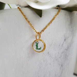 Handmade glitter monogram drop necklace - green or custom color. - Monogram Necklace - Necklaces - Initial Necklace
